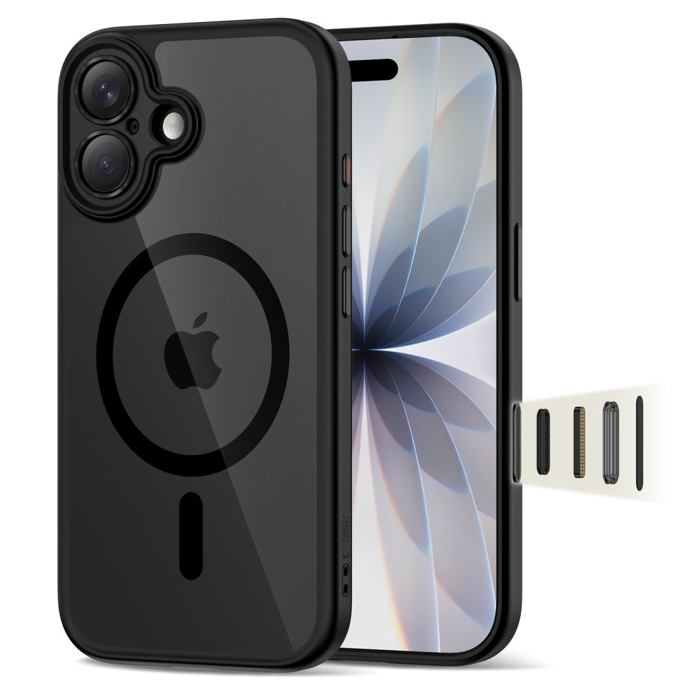 "Tech-Protect Magpeak Magsafe CC" dėklas "iPhone 17" - skaidrus, juodas