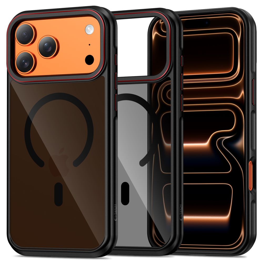 Tech-Protect MagHybrid MagSafe dėklas iPhone 17 Pro Max juodas ir raudonas