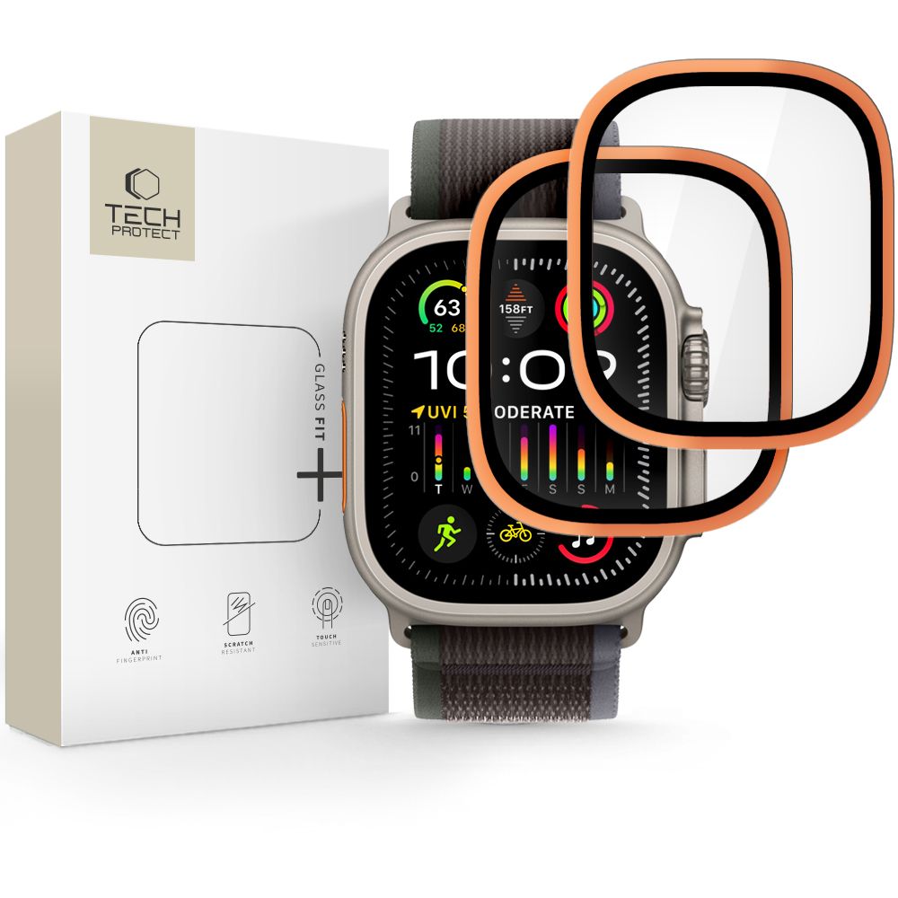 Tech-Protect grūdintas stiklas 2 vnt. Apple Watch Ultra 49mm oranžinis