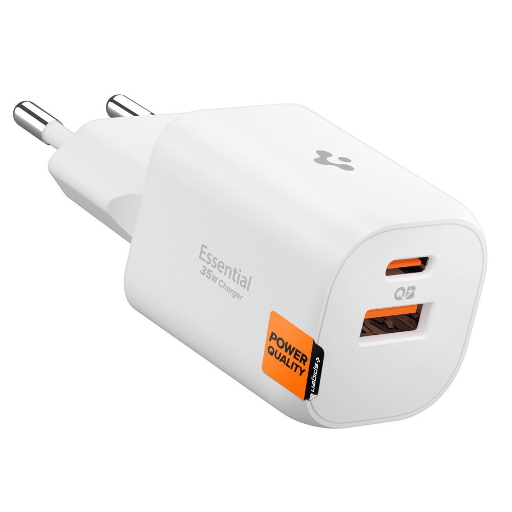 Spigen Essential EE352EU USB-C / USB-A 35W sieninis ikroviklis - Baltas
