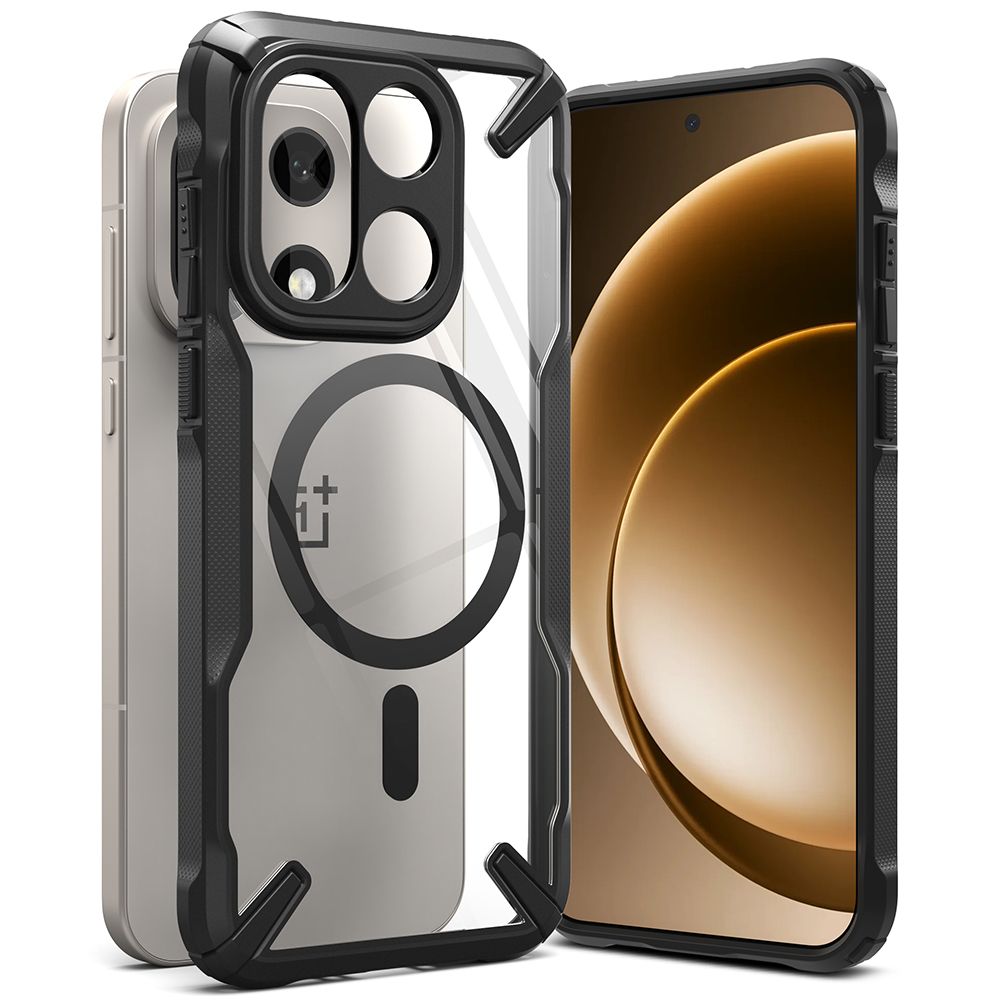 Ringke Fusion X Magnetic MagSafe deklas, skirtas OnePlus 15 - Skaidrus juodas