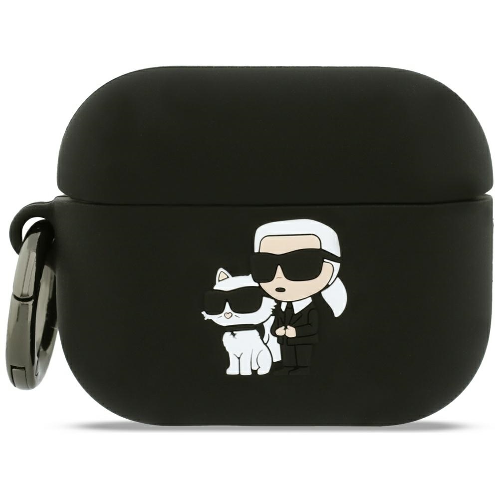 Karl Lagerfeld Silicone Karl & Chaupette Head 3D Case for AirPods Pro 3 - Black