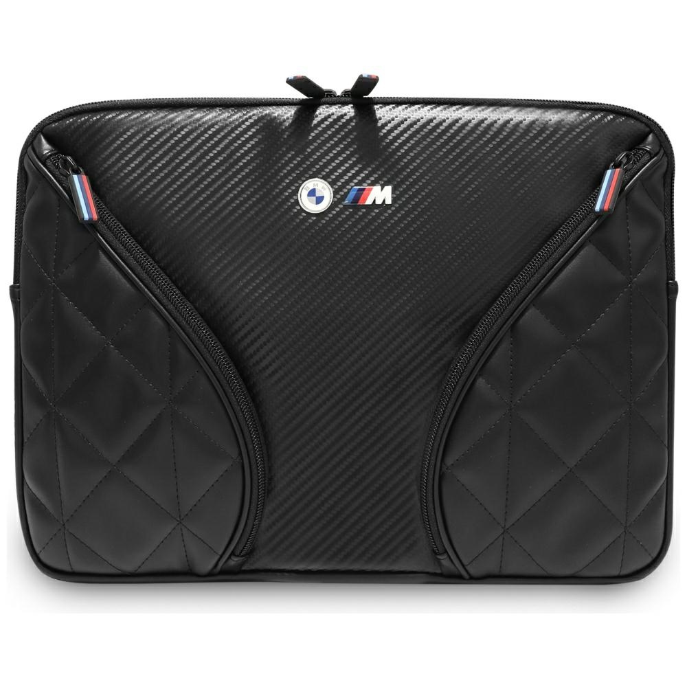 BMW Carbon Pockets & Metal Logo Sleeve 14 coliu nesiojamojo kompiuterio krepselis - juodas