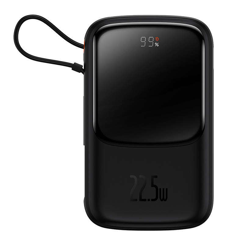 Maitinimo baterija "Baseus Qpow PRO" su laidu, 10000 mAh, 22,5 W (juoda)
