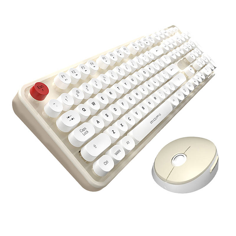 MOFII Sweet 2.4G Wireless Keyboard + Mouse Set (White and Beige)