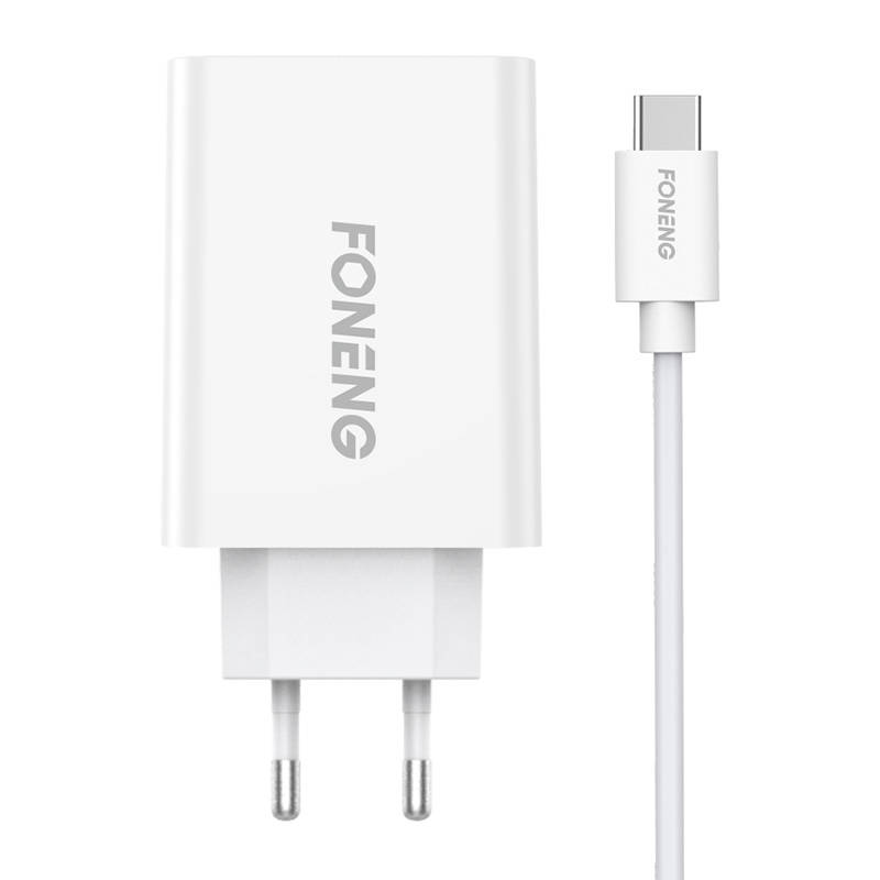 Greitas įkroviklis Foneng 1x USB EU43 10.5W + USB Type C kabelis
