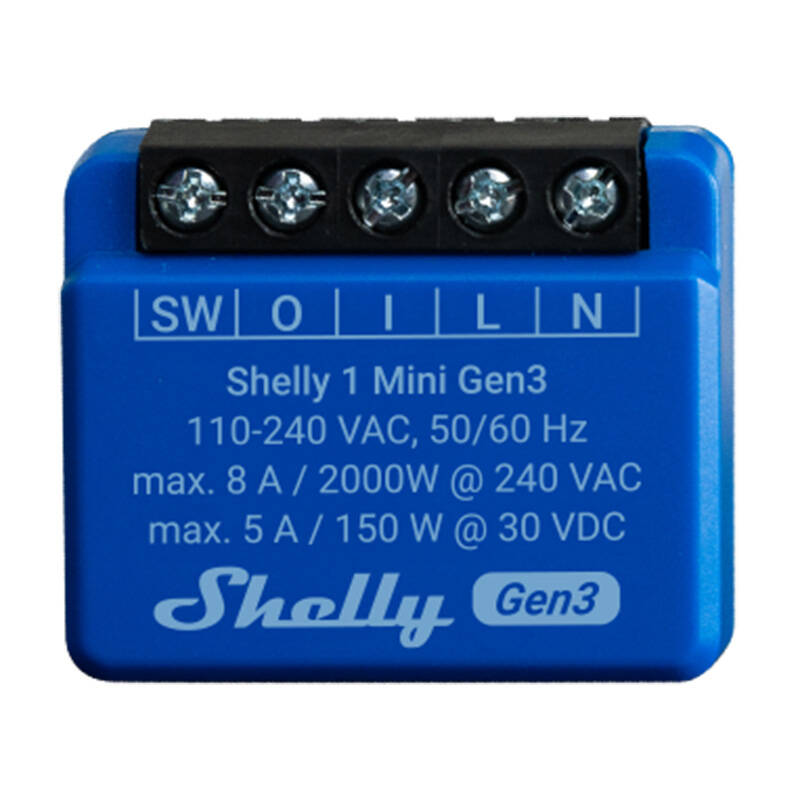 Shelly 1 Mini Gen3 Controller, WiFi/Bluetooth