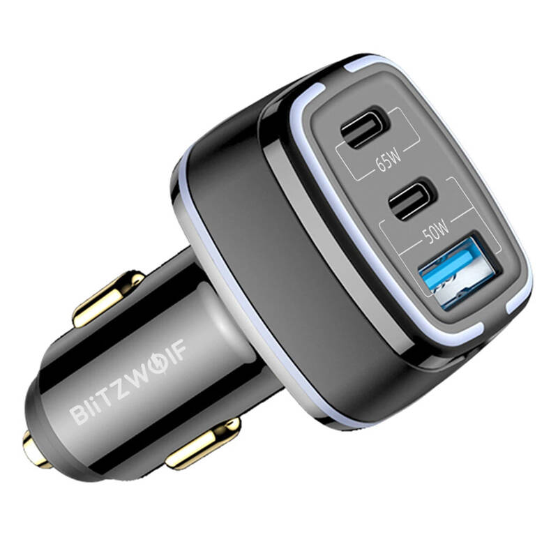 "BlitzWolf BW-BC4" 115W 3 prievadų USB PD automobilinis įkroviklis