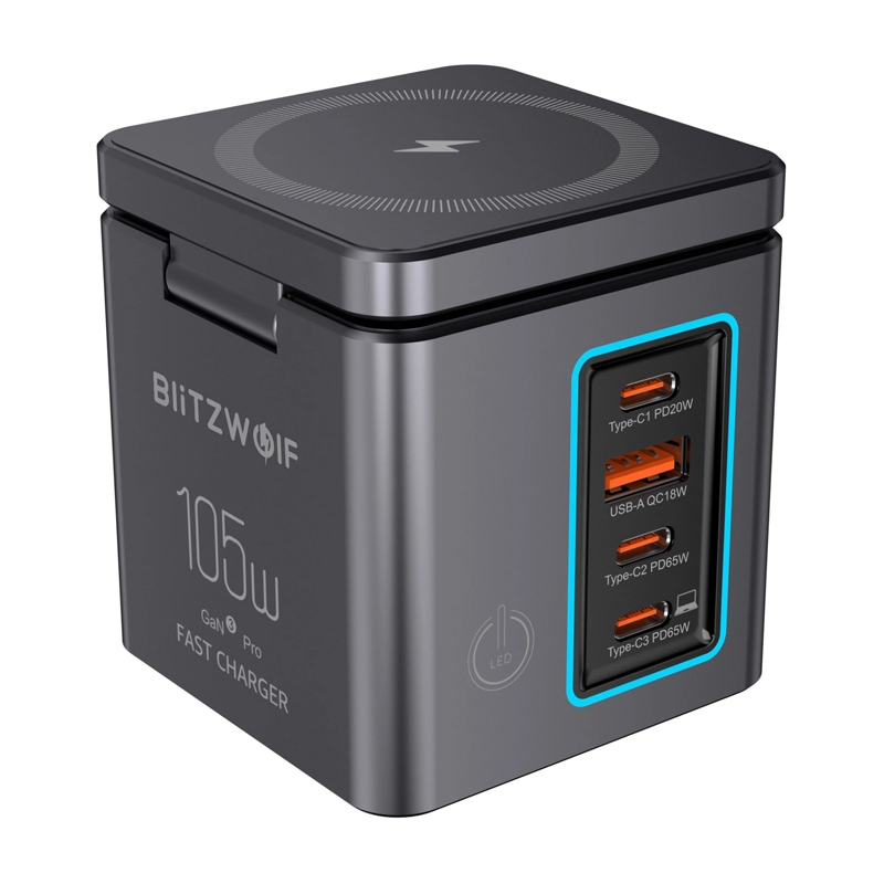 Blitzwolf BW-i113 GaN tinklo įkroviklis, USB-A, 3xUSB-C, 105W