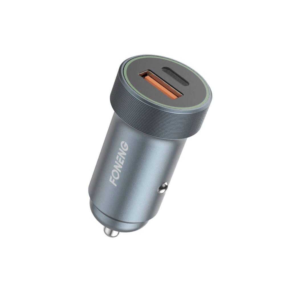 Automobilinis įkroviklis Foneng C16 30W USB-C/USB-A pilkas