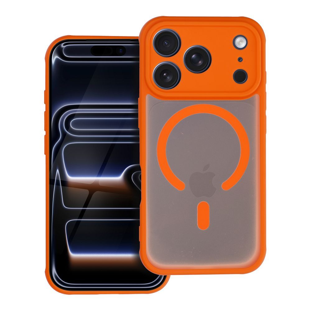 FULL MATTE MAG COVER dėklas telefonui suderinamas su Magnetiniu įkrovimu IPHONE 15 Pro hermes oranžinė