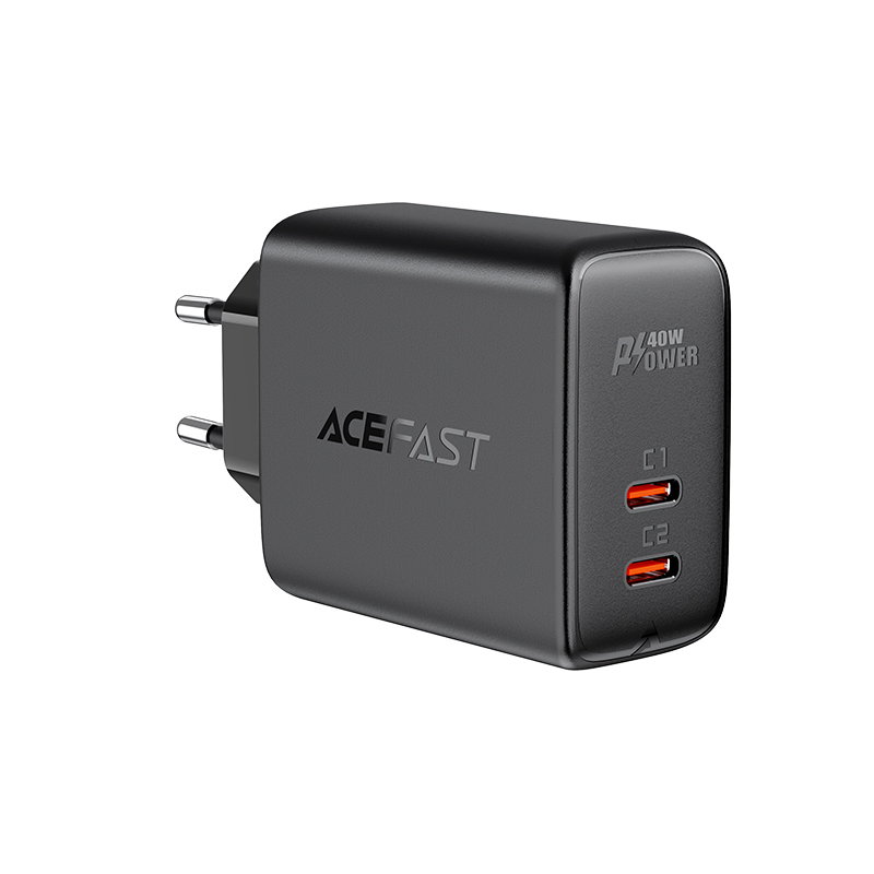 Acefast įkroviklis 2x USB Type C 40W, PPS, PD, QC 3.0, AFC, FCP juodas (A9 juodas)