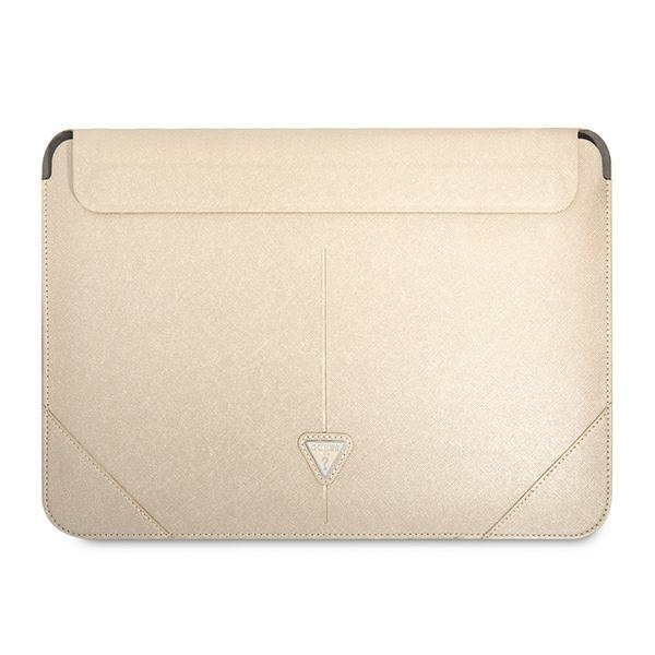 Guess Saffiano Triangle Logo dėklas 14" nešiojamam kompiuteriui - smėlinis