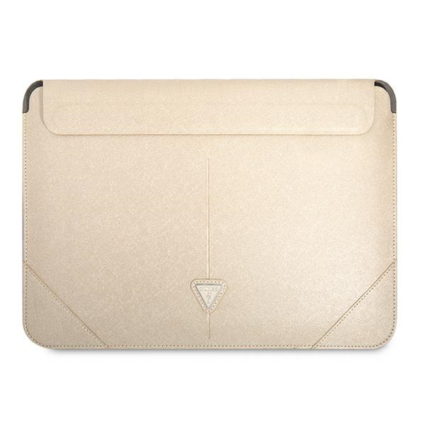 Guess Saffiano Triangle Logo dėklas 16" nešiojamam kompiuteriui - smėlinis