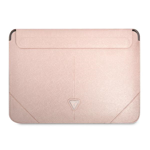 Guess Saffiano Triangle Logo dėklas 16" nešiojamam kompiuteriui - rožinis