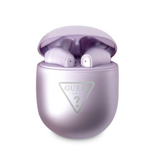 "Guess" GUTWST82TRU TWS "Bluetooth" ausinės + violetinė/ violetinė trikampio logotipo prijungimo stotelė