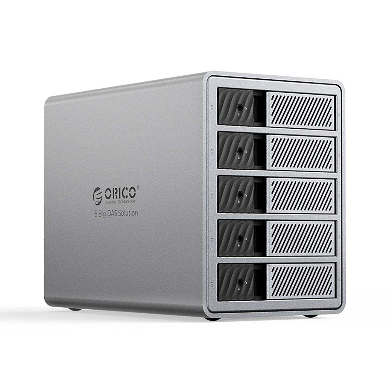 "Orico" 9858T3 5 didelių DAS sprendimų "ProThunder" diskų masyvas su "Thunderbolt 3" 5 x 2,5"/3,5" SATA HDD/SSD - pilkas