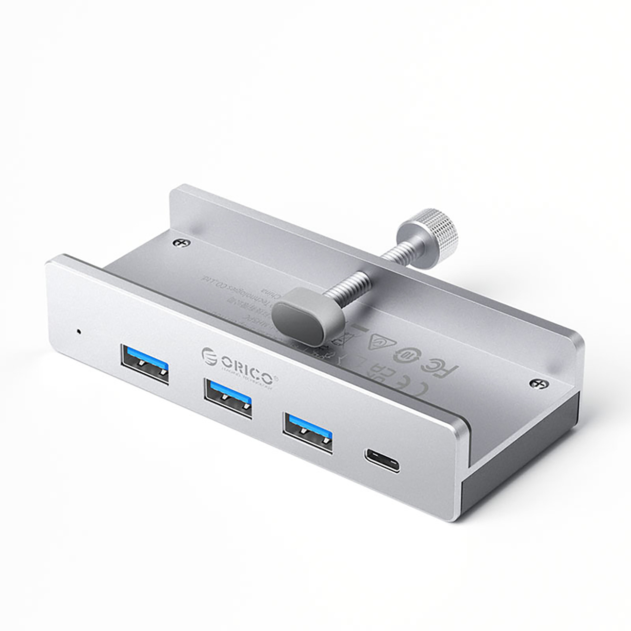 "Orico MH4PC" šakotuvas su USB-C / 3x USB-A 3.0 + 1x USB-C 3.0 - sidabrinės spalvos