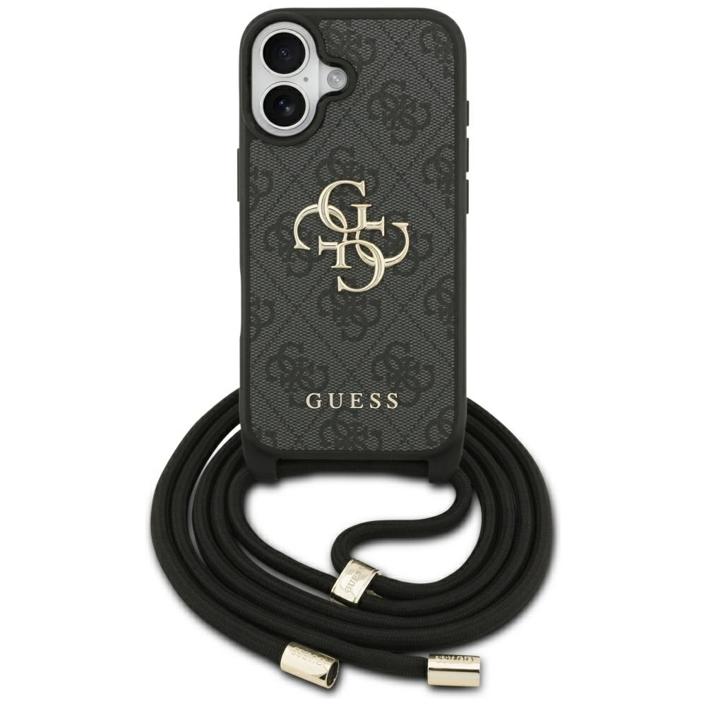 "Guess 4G Big Logo Cord Stap Crossbody" dėklas iPhone 17 - juodas