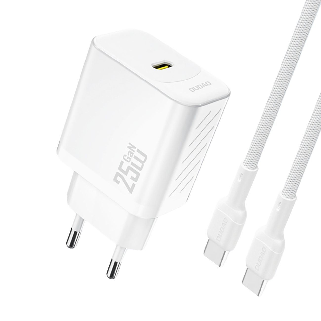 Dudao A27CEU PD 25W GaN SB-C Wall Įkroviklis with USB-C Laidas - Baltas