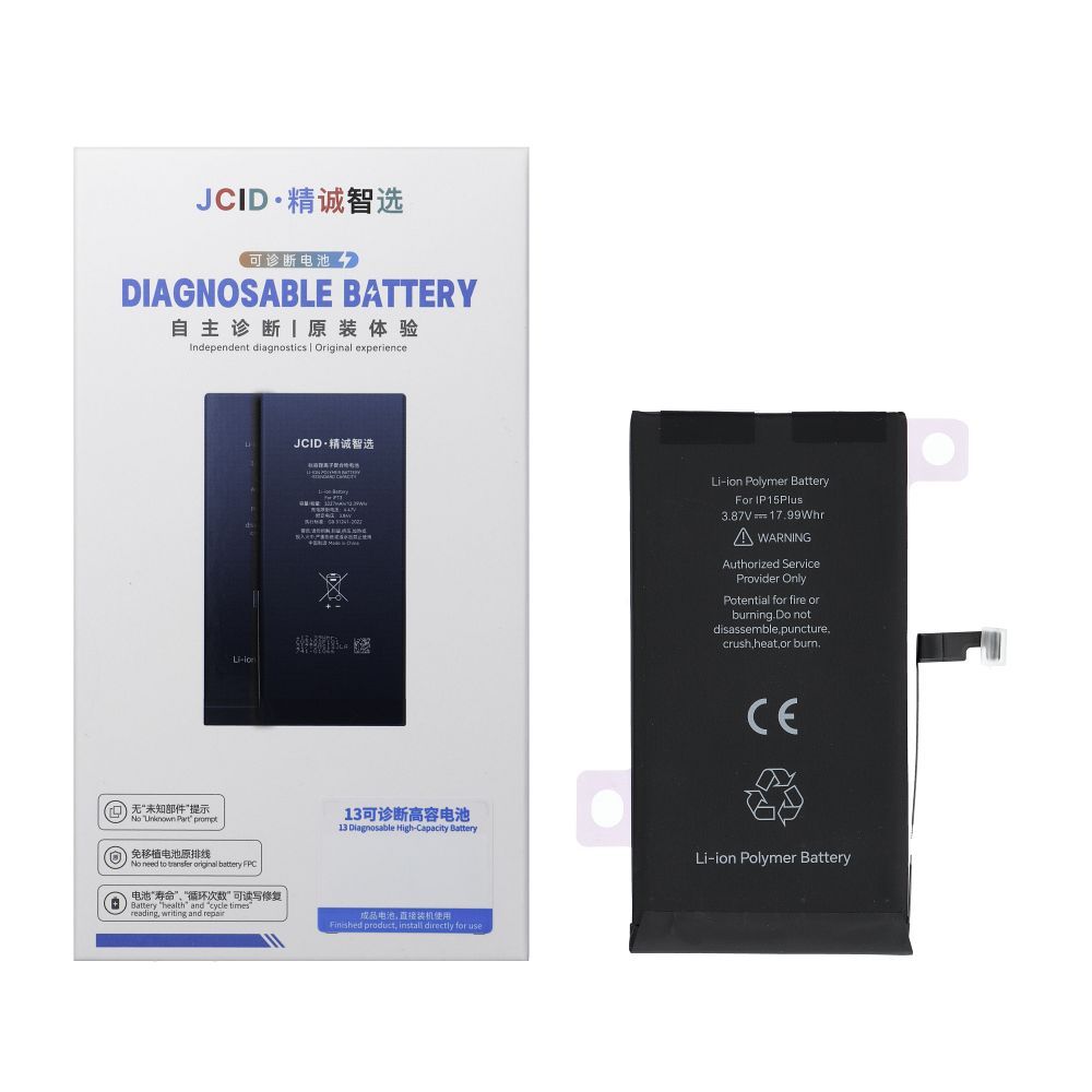 JCID Diagnosable Baterija iPhone 15 Plus 4650 mAh (didelė talpa)
