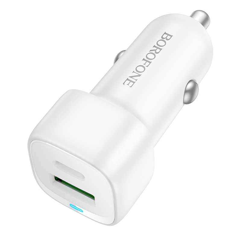 Borofone Car charger BZ34B Cloud - USB + Type C - QC 3.0 PD 38W white