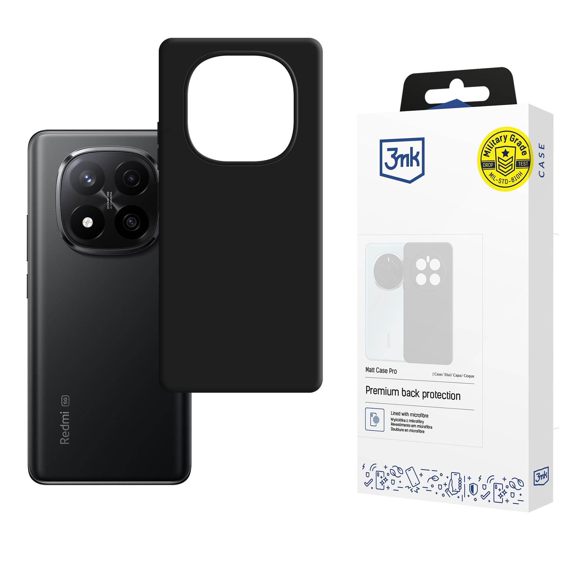 3mk Matt Case Pro dėklas skirtas Xiaomi Redmi Note 15 5G - juodas