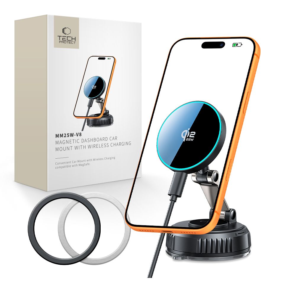 "Tech-Protect V8" magnetinis MagSafe 25 W automobilinis įkroviklis - juodas