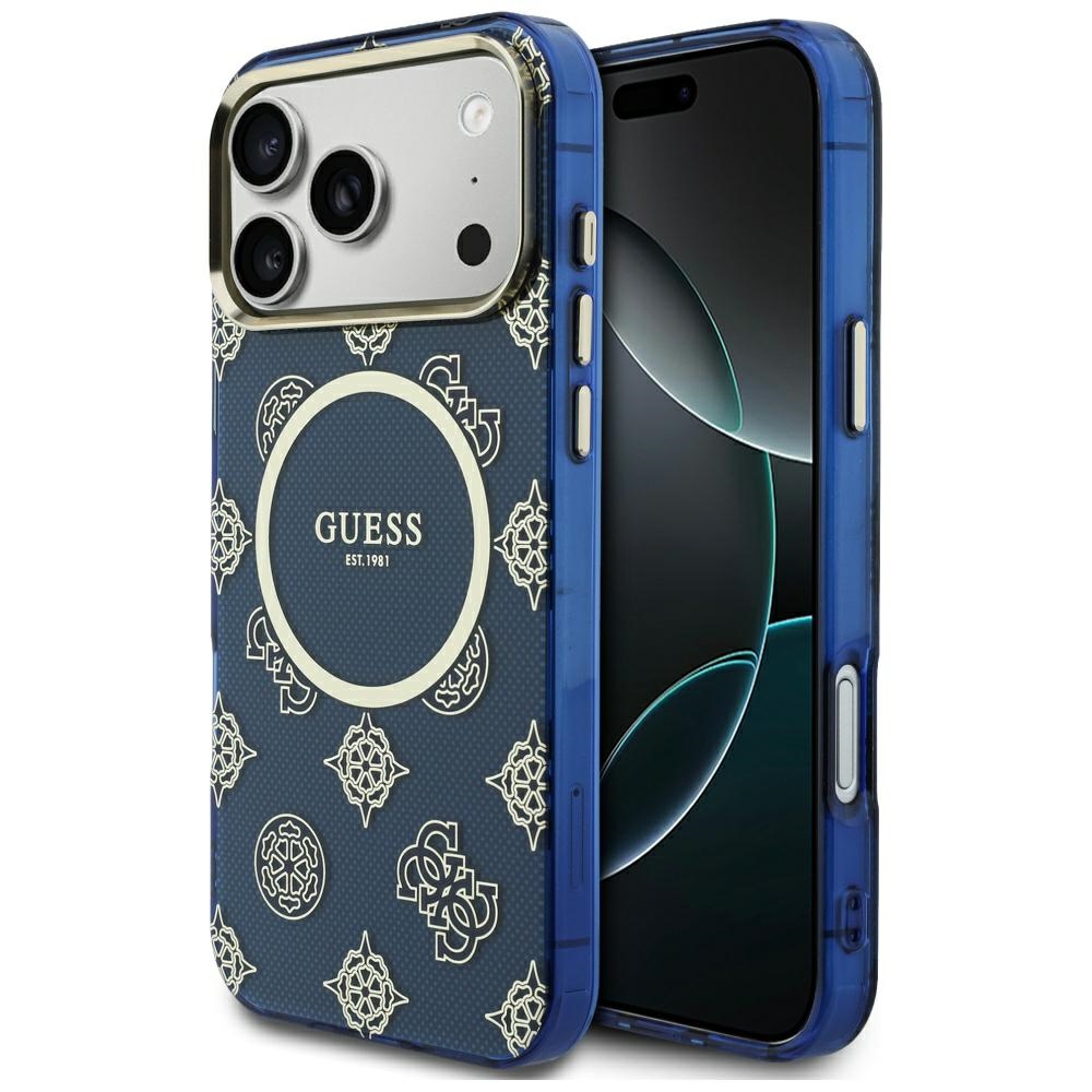 Guess IML Peony Dot MagSafe Case for iPhone 17 Pro Max - Blue