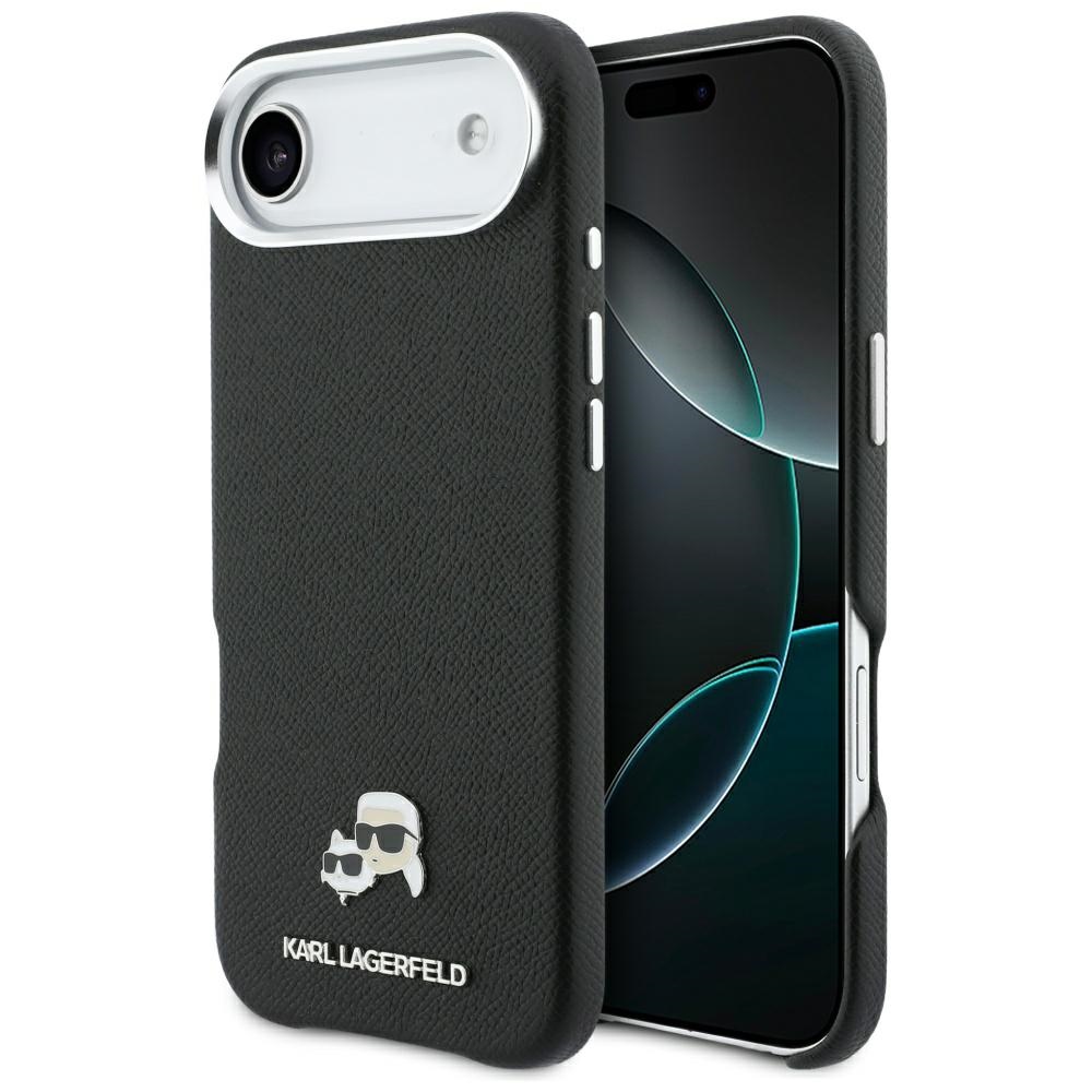 Karl Lagerfeld Karl & Choupette Head Pins Saffiano MagSafe Case for iPhone Air - Black
