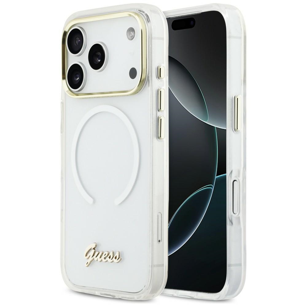 Guess IML Gradient Script Metal MagSafe Case for iPhone 17 Pro Max - White