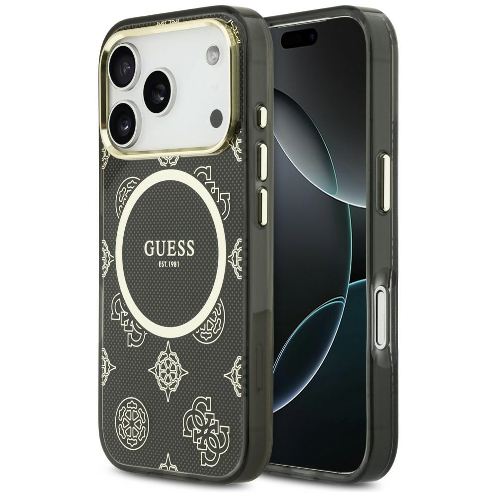 Guess IML Peony Dot MagSafe Dėklas for iPhone 17 Pro - juodas