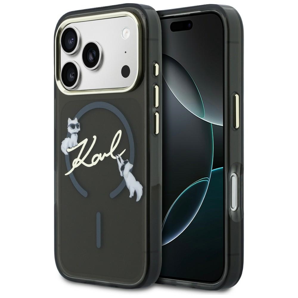 Karl Lagerfeld IML Choupettes Karl Script Logo MagSafe Dėklas for iPhone 17 Pro - juodas