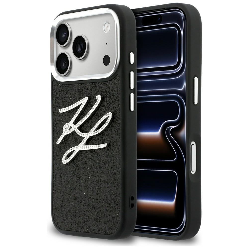 Karl Lagerfeld IML Glitter KL Diamond Logo Dėklas for iPhone 17 Pro - juodas