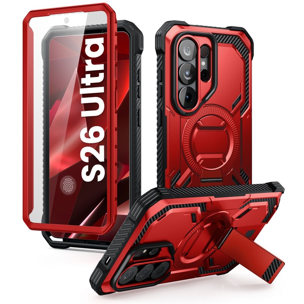 Supcase ArmorBox Mag MagSafe Dėklas for Samsung Galaxy S26 Ultra - raudonas and juodas
