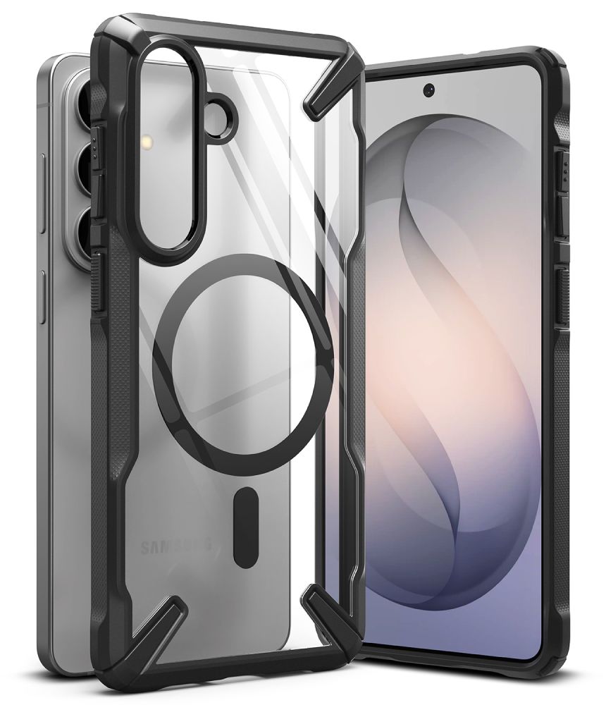 Ringke Fusion X Magnetic MagSafe Dėklas for Samsung Galaxy S26+ - Clear juodas