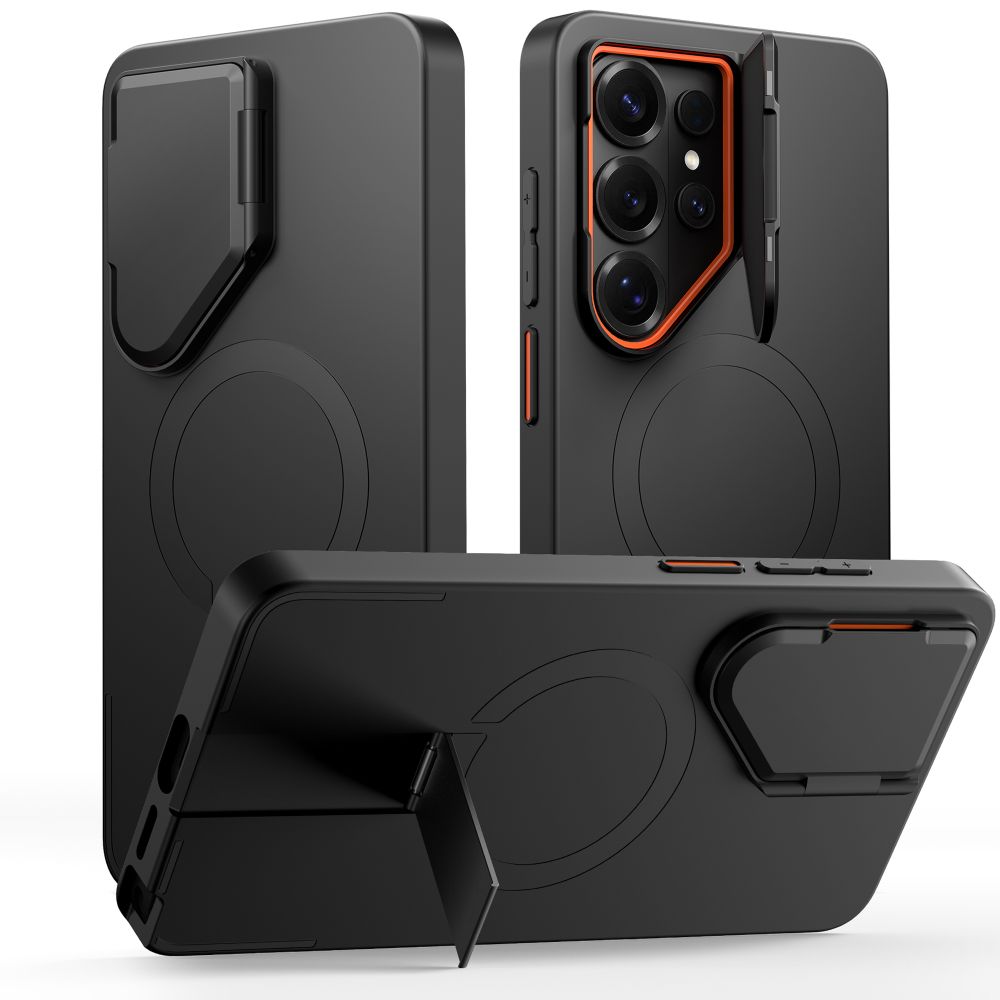 Tech-Protect Kevlar Aura MagSafe Dėklas for Samsung Galaxy S26 Ultra - juodas and oranžinis