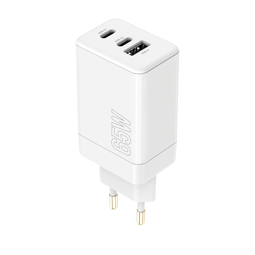 "Maxlife MXTC-08-65ACC PD QC įkroviklis 2x USB-C 1x USB 65W baltas
