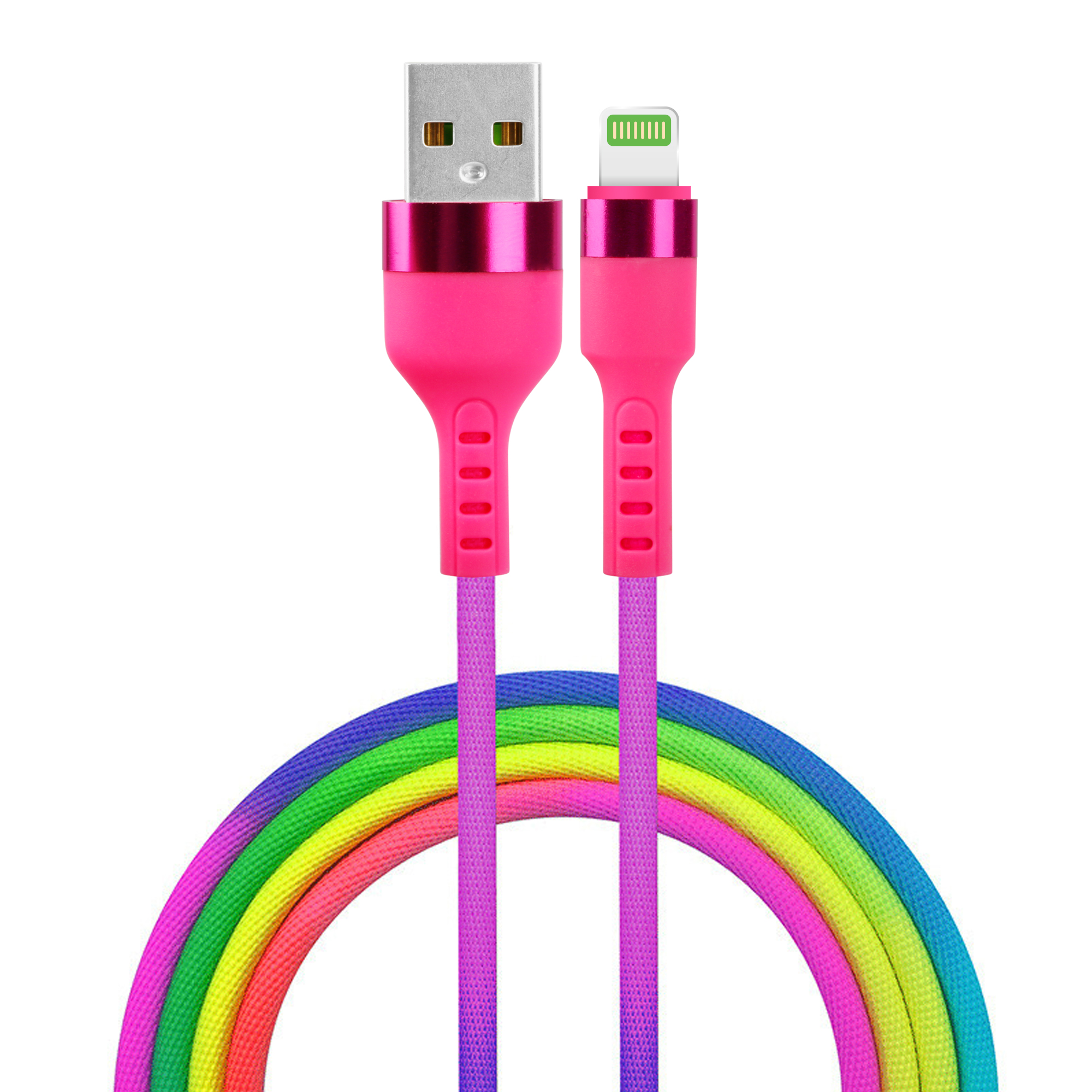 Setty USB - Lightning kabelis 1,2 m 2,1A KNA-L-1.22.113 rainbow
