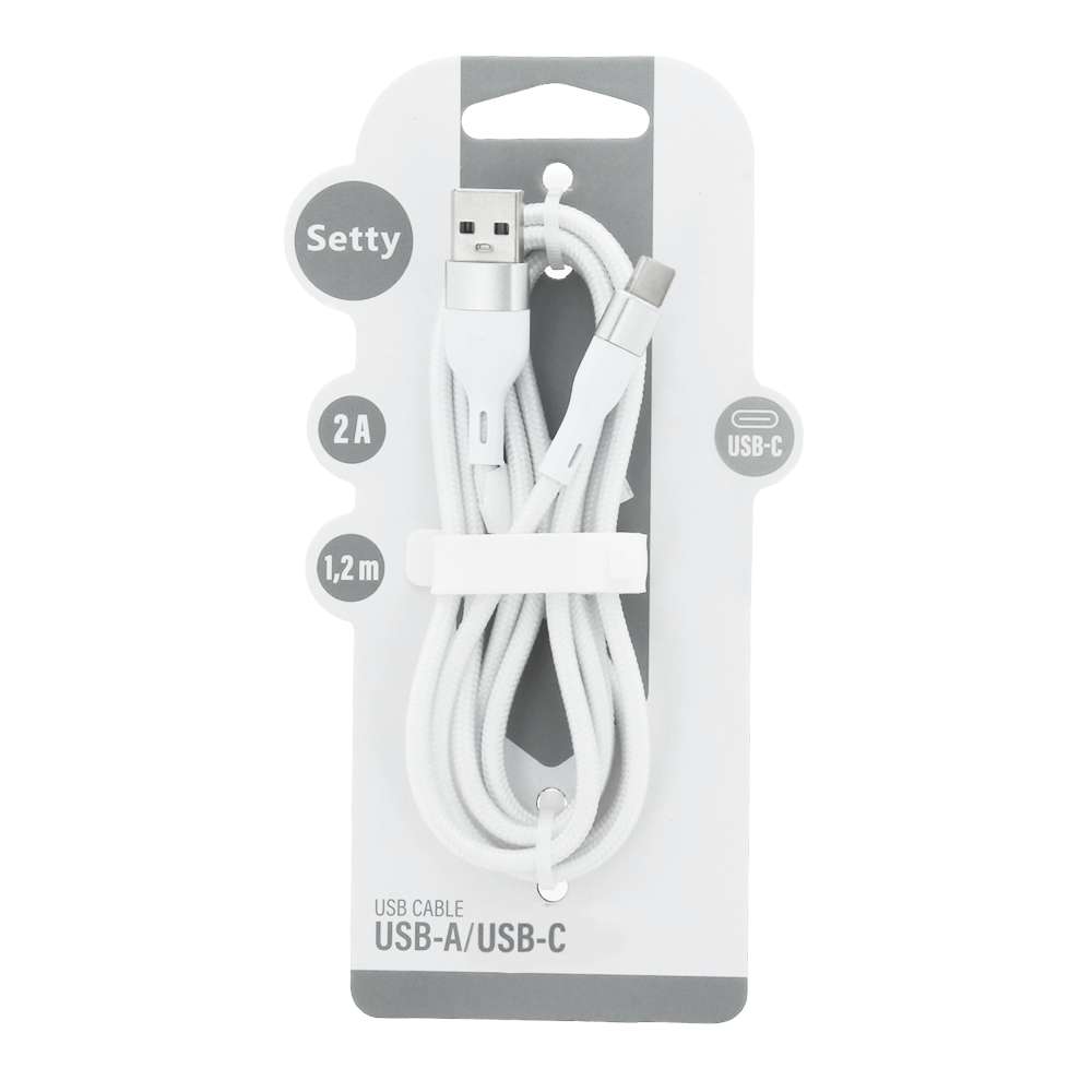 "Setty" USB - USB-C kabelis 1,2 m 2A KSA-C-1.220 baltas