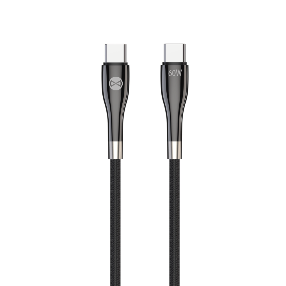 "Forever Sleek" kabelis USB-C - USB-C 2,0 m 60W juodas