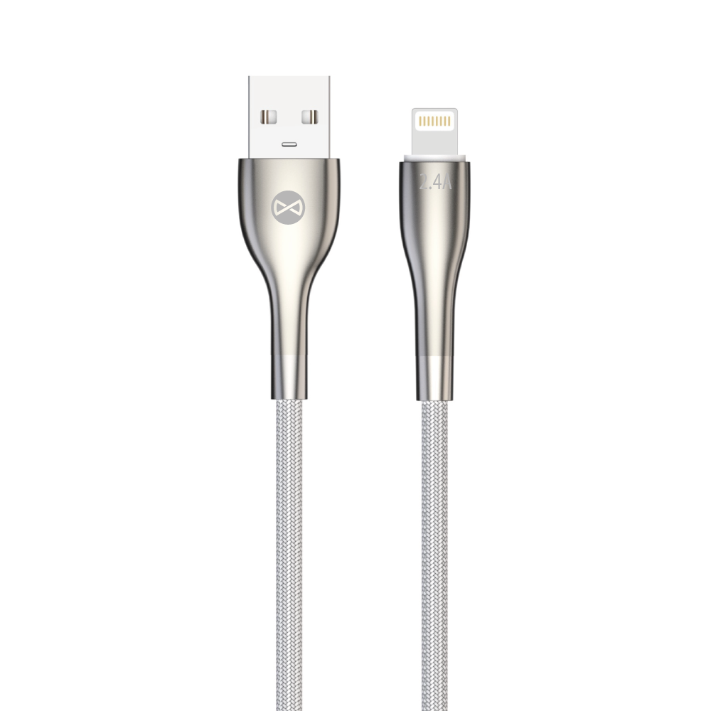Forever Sleek laidas USB - Lightning 1,0 m 2.4A baltas