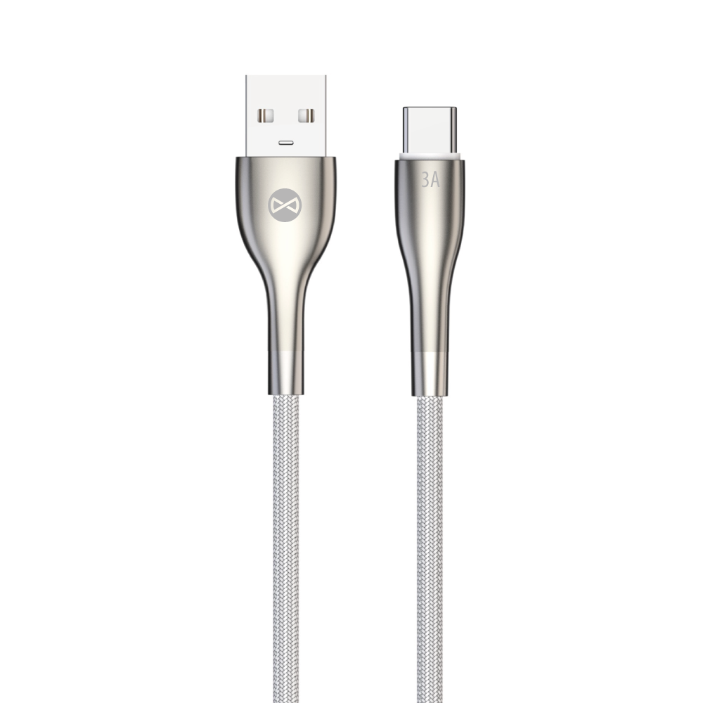 "Forever Sleek" kabelis USB - USB-C 1,0 m 3A, baltas