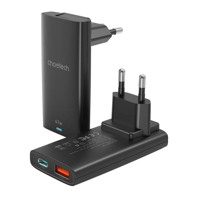 Kelioninis kroviklis CHOETECH GaN USB-C, USB-A: 67W, PD