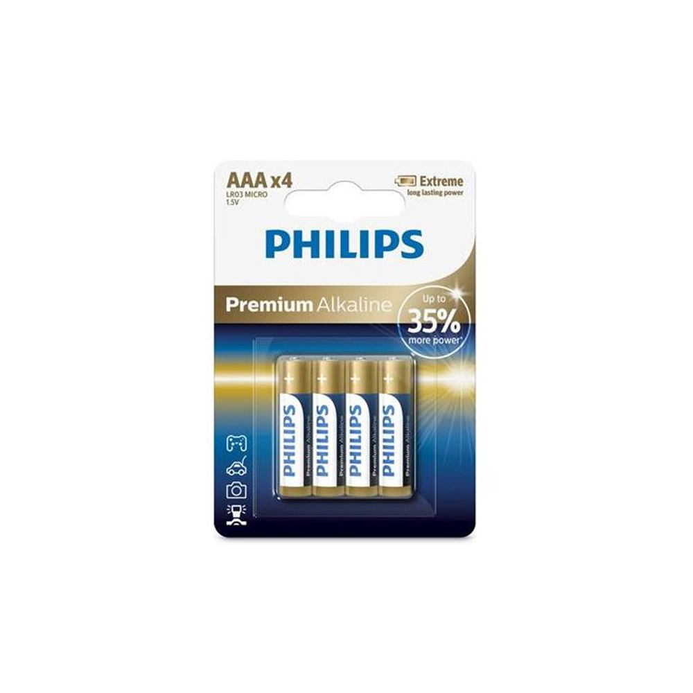 Akumuliatorius PHILIPS AAA LR03 4vnt. lizdinė plokštelė Premium Alkaline