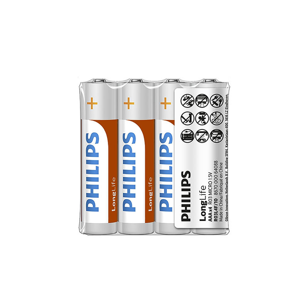 Akumuliatorius PHILIPS AAA LR03 LONGLIFE 4vnt.