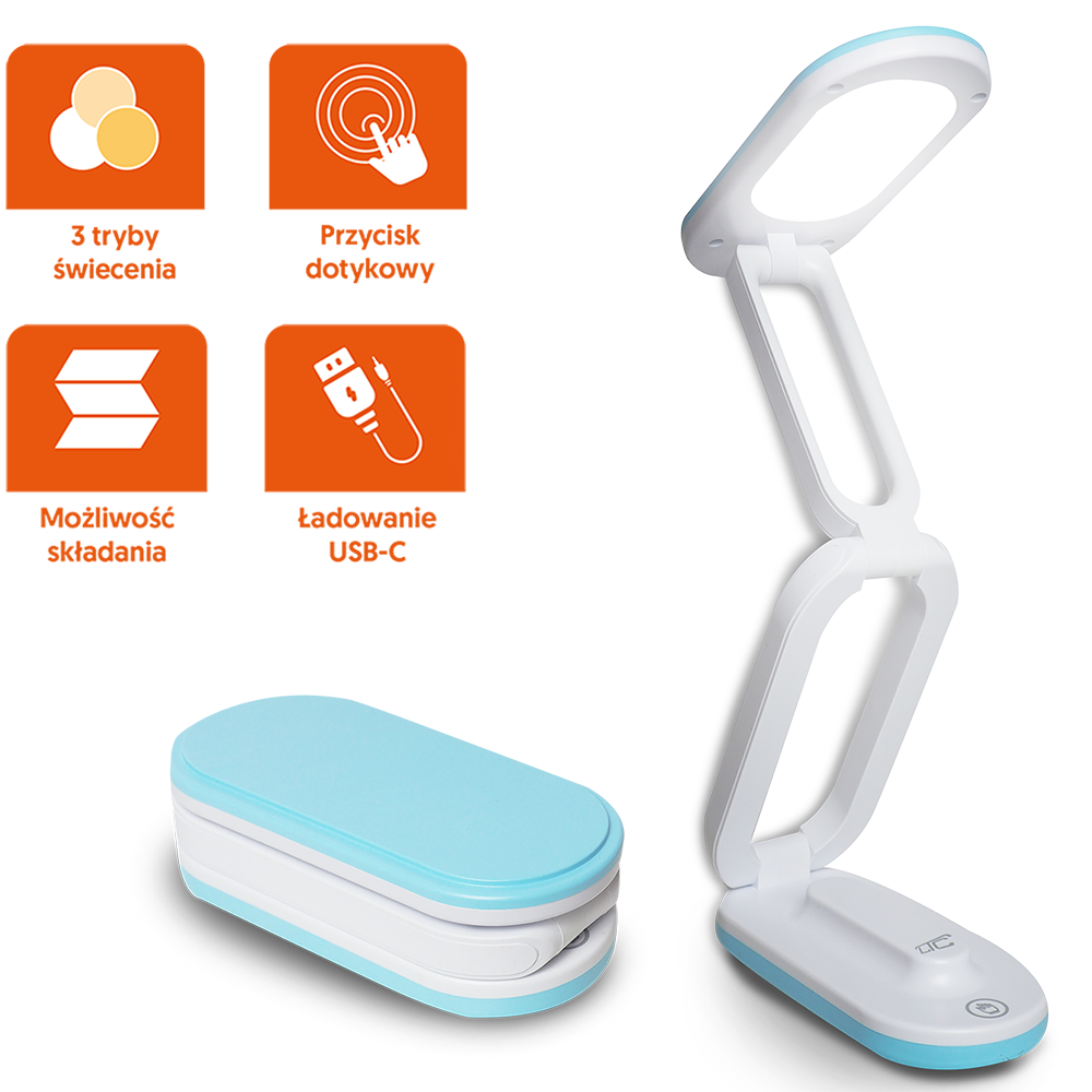 Collapsable LED desk Lamp 10W, 3000/4500/6000K, 1200mAh, blue, LTC