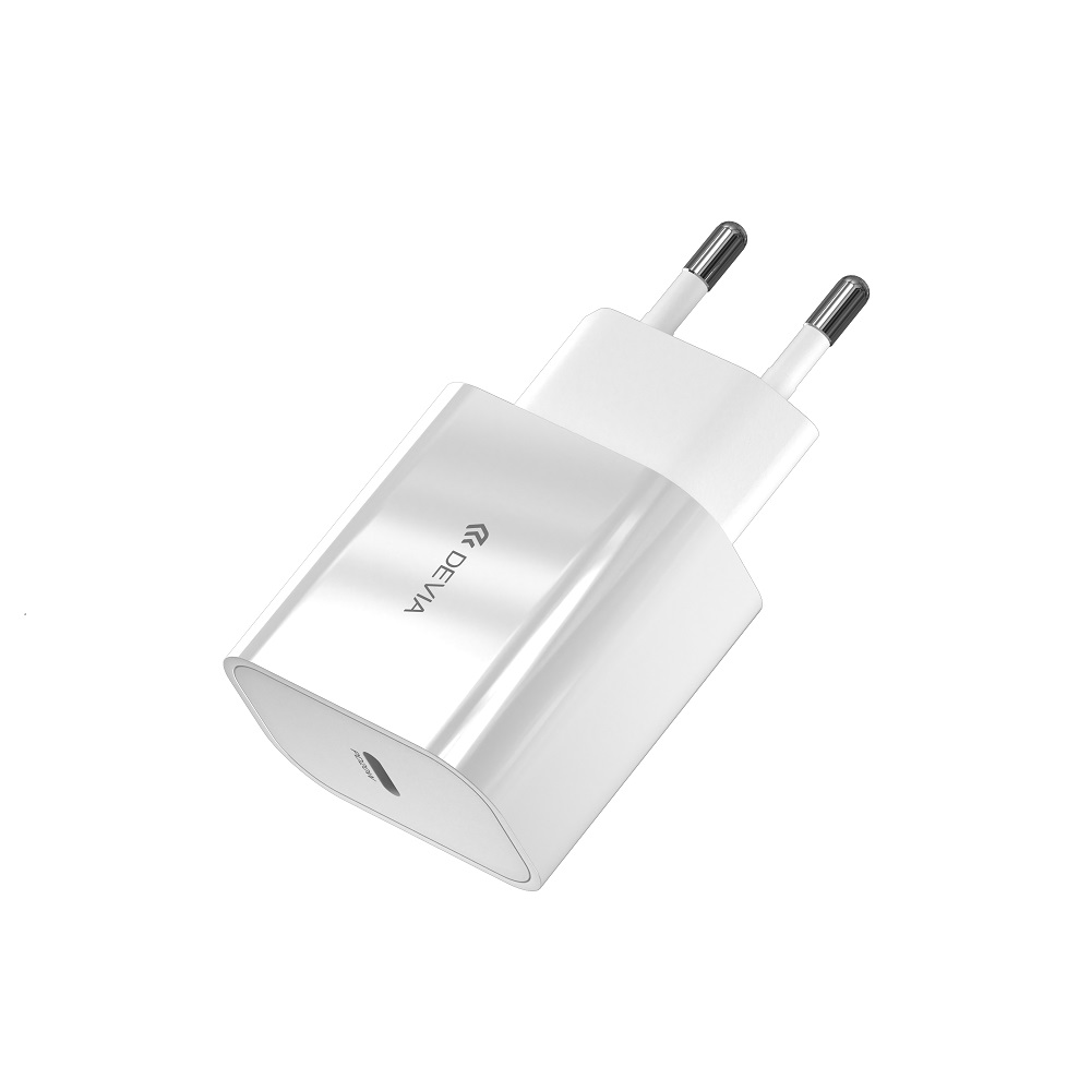 "Devia" sieninis įkroviklis Smart PD 1x USB-C 20W, baltas