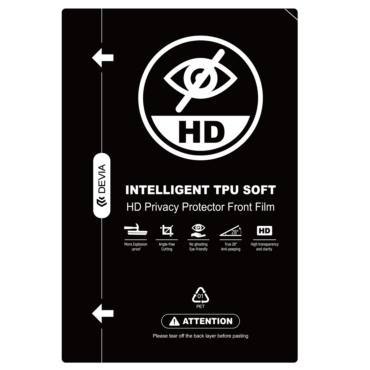 "Devia" rinkinys plėvelės rinkinys, apsaugantis nuo susidūrimo, privatumas HD pjovimo mašinai 10 vnt., skirtas išmaniųjų telefonų LCD ekranams