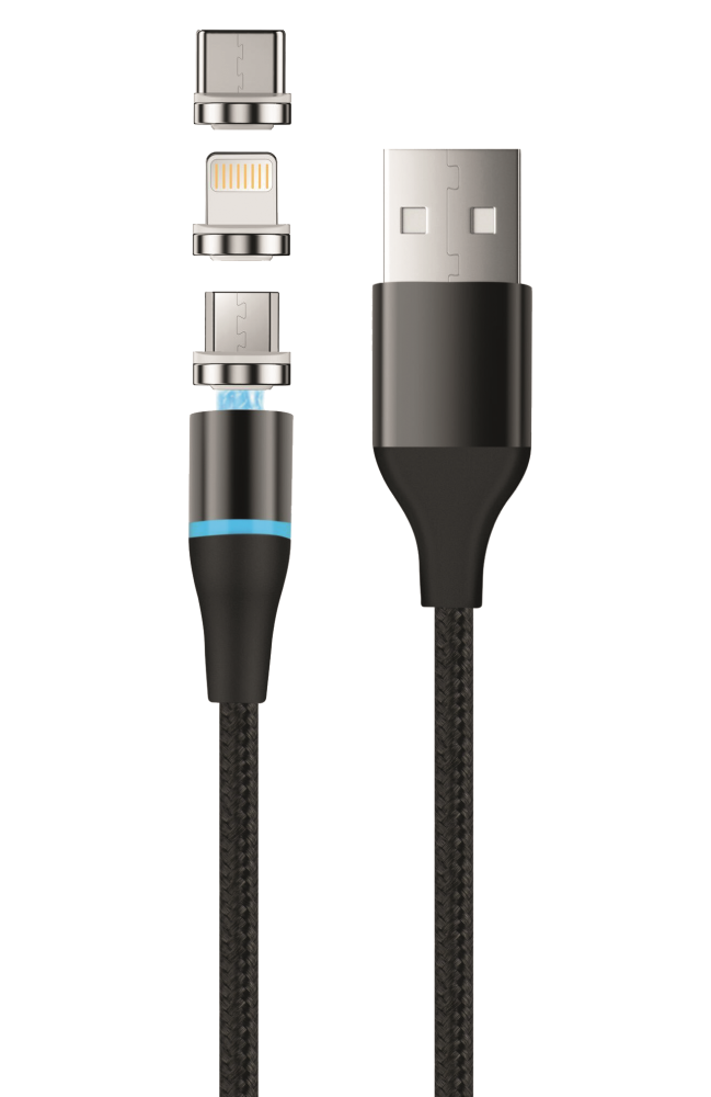 Setty magnetinis kabelis DT 3in1 2,5A 1,0 m KBM-01 juodas JO